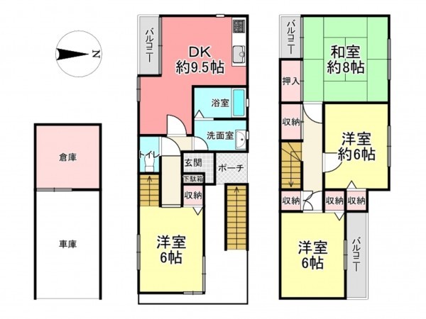 池田市石橋、中古一戸建ての間取り画像です