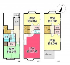 池田市石橋、中古一戸建ての間取り画像です