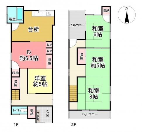 池田市上池田、中古一戸建ての間取り画像です