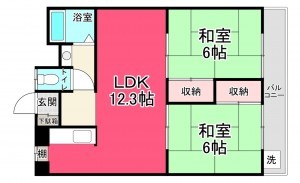 池田市畑、マンションの間取り画像です