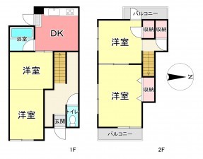 池田市神田、中古一戸建ての間取り画像です