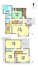 池田市旭丘、中古一戸建ての間取り画像です