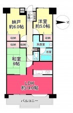 池田市五月丘、マンションの間取り画像です