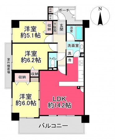 池田市住吉、マンションの間取り画像です