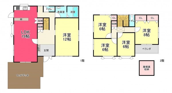 池田市伏尾台、中古一戸建ての間取り画像です