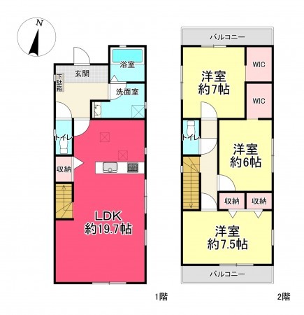 池田市旭丘、新築一戸建ての間取り画像です