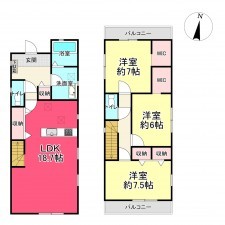 池田市旭丘、新築一戸建ての間取り画像です