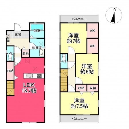 池田市旭丘、新築一戸建ての間取り画像です
