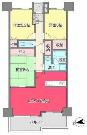 池田市伏尾町、マンションの間取り画像です