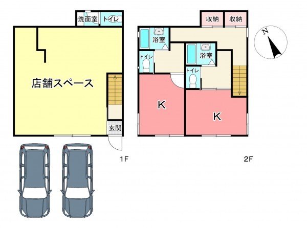 池田市石橋、収益物件/住宅付店舗の間取り画像です