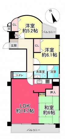 池田市満寿美町、マンションの間取り画像です