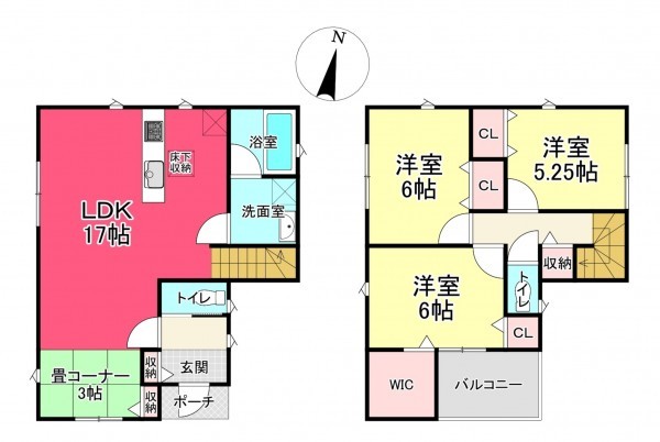 池田市井口堂、新築一戸建ての間取り画像です