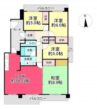 池田市伏尾台、マンションの間取り画像です