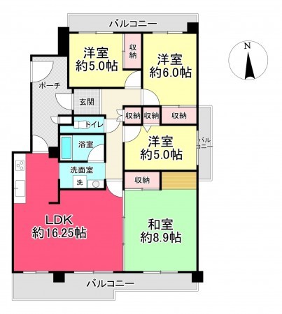 池田市伏尾台、マンションの間取り画像です