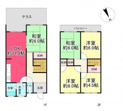 池田市伏尾台、中古一戸建ての間取り画像です