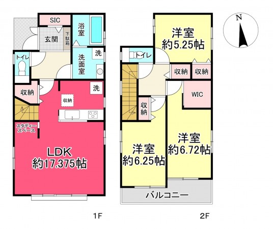 池田市渋谷、新築一戸建ての間取り画像です