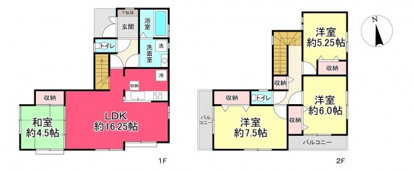 池田市渋谷、新築一戸建ての間取り画像です