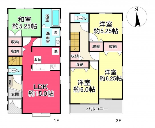 池田市渋谷、新築一戸建ての間取り画像です