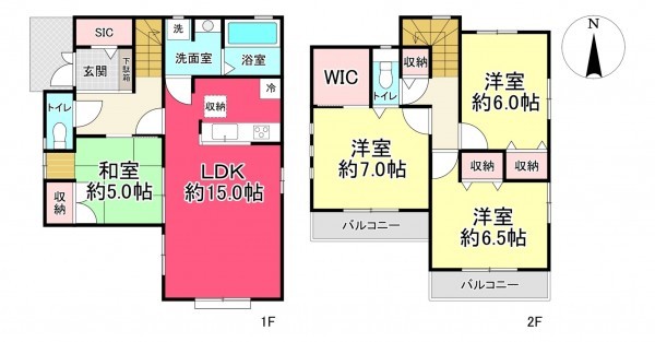 池田市渋谷、新築一戸建ての間取り画像です