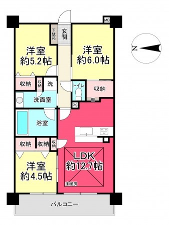 池田市新町、マンションの間取り画像です