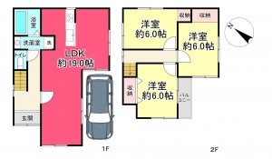 池田市豊島南、中古一戸建ての間取り画像です