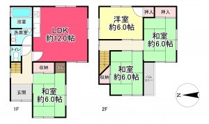 池田市豊島南、中古一戸建ての間取り画像です