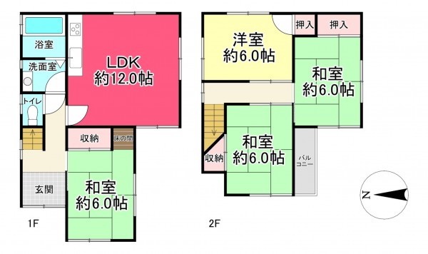 池田市豊島南、中古一戸建ての間取り画像です