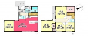 池田市旭丘、新築一戸建ての間取り画像です