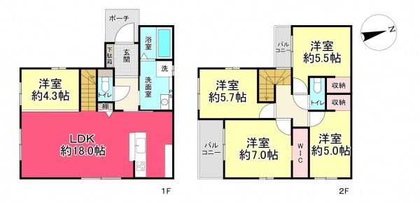 池田市旭丘、新築一戸建ての間取り画像です
