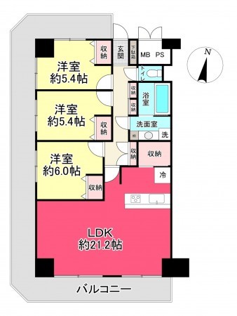 池田市住吉、マンションの間取り画像です