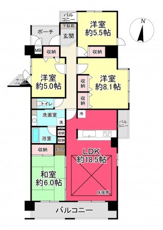池田市大和町、マンションの間取り画像です