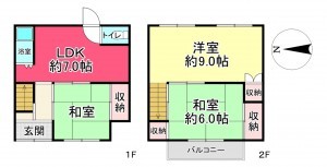 池田市室町、中古一戸建ての間取り画像です