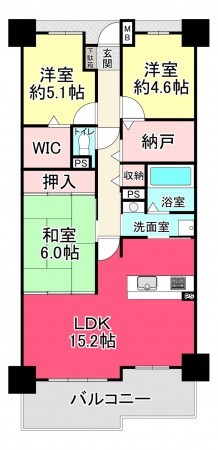 池田市伏尾町、マンションの間取り画像です