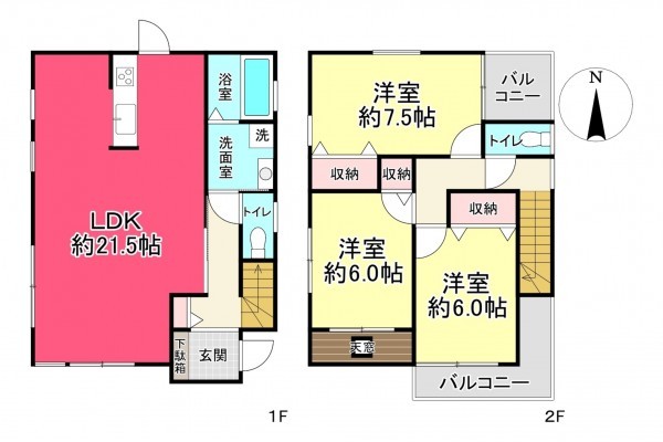 池田市石橋、中古一戸建ての間取り画像です