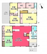 池田市伏尾台、中古一戸建ての間取り画像です