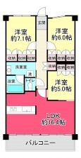 池田市荘園、マンションの間取り画像です