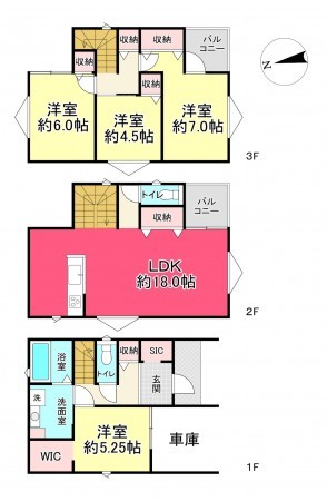 池田市鉢塚、新築一戸建ての間取り画像です