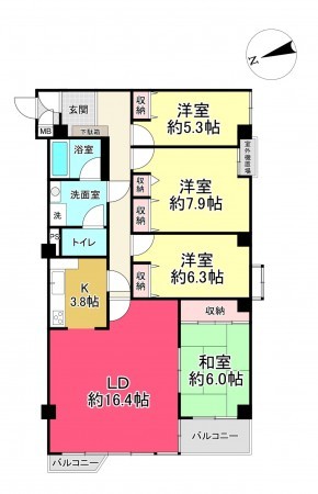 池田市城山町、マンションの間取り画像です