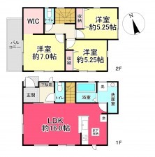 池田市畑、新築一戸建ての間取り画像です