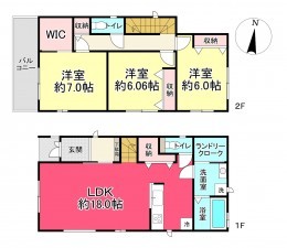 池田市旭丘、新築一戸建ての間取り画像です