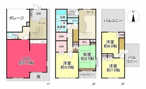 池田市伏尾台、中古一戸建ての間取り画像です