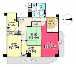 池田市井口堂、マンションの間取り画像です