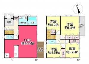 池田市畑、新築一戸建ての間取り画像です