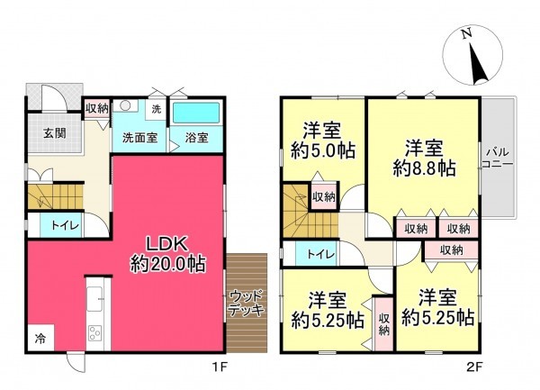 池田市畑、新築一戸建ての間取り画像です