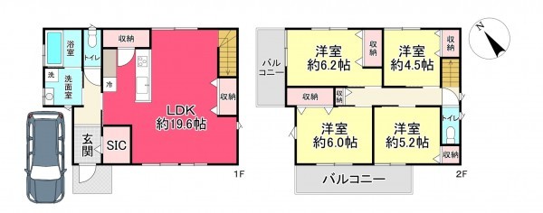 池田市渋谷、新築一戸建ての間取り画像です