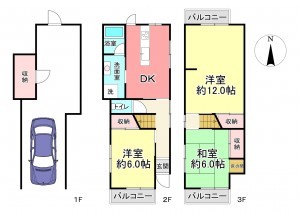 池田市神田、中古一戸建ての間取り画像です