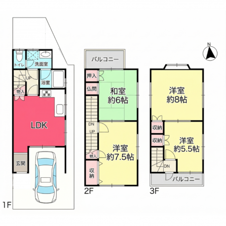 池田市新町、中古一戸建ての間取り画像です