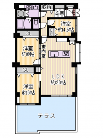 川西市寺畑、マンションの間取り画像です