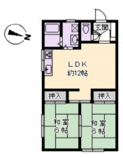 宝塚市雲雀丘、マンションの間取り画像です