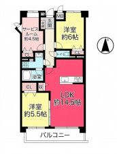 川西市寺畑、マンションの間取り画像です